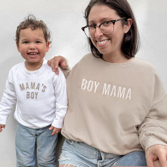 boy mama and mama's boy sweatshirts, matching mother son outfits, matching mom and son outfits, mommy and me shirts, mommy and me outfits