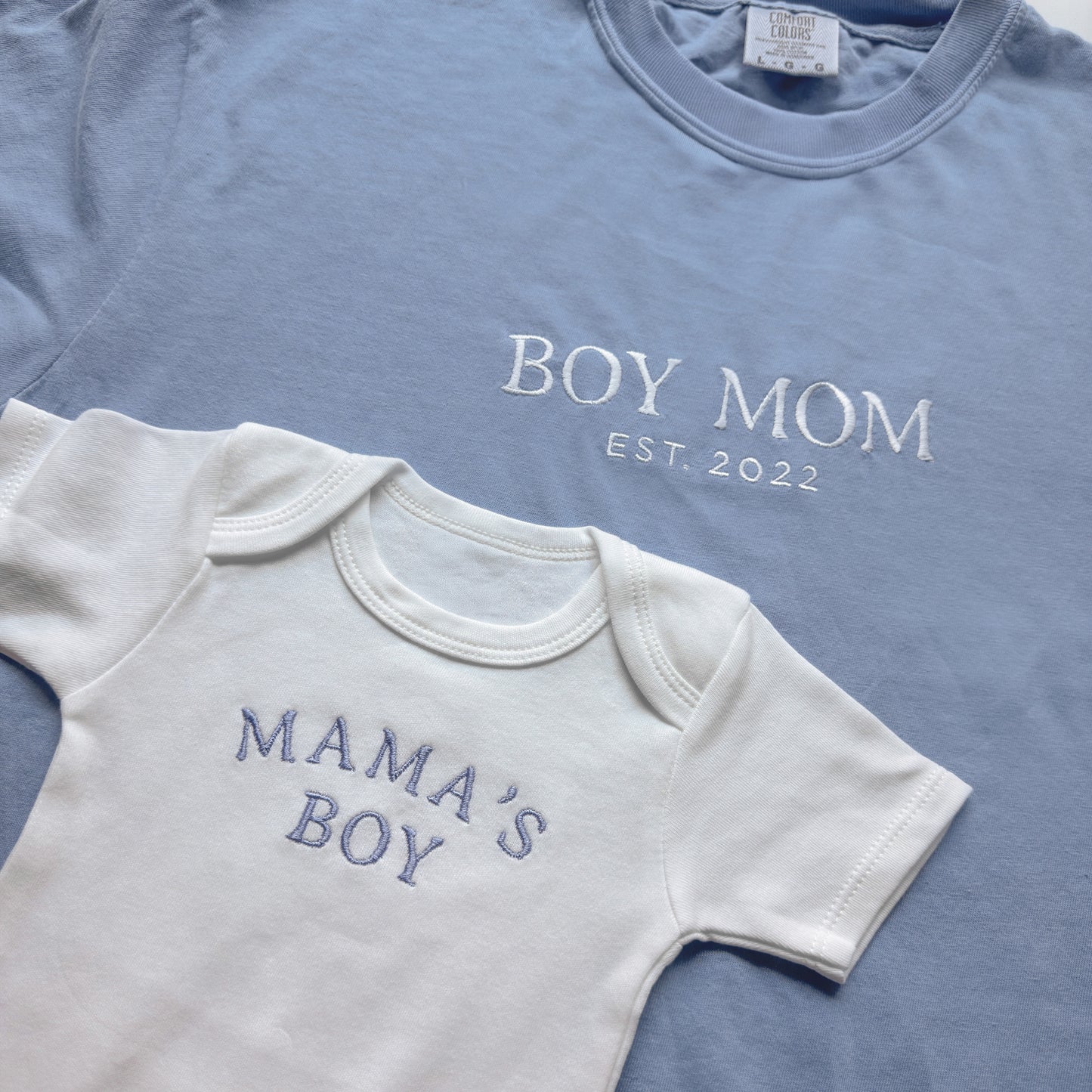 Embroidered Boy Mom & Mama’s Boy Matching Set