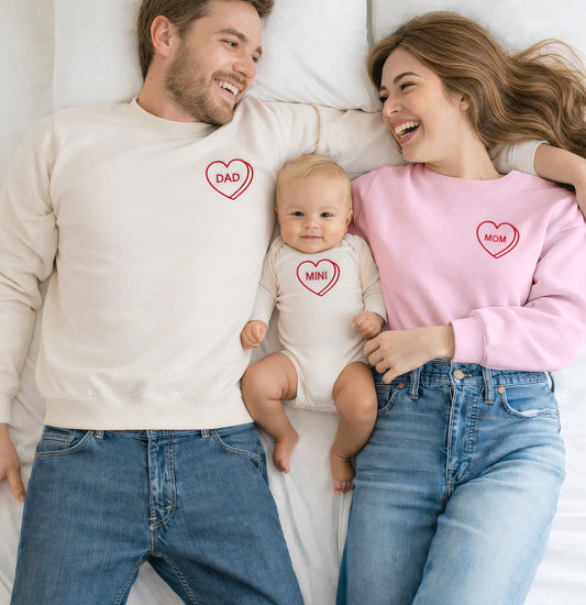 Personalized Candy Heart Sweatshirts & Baby Outfits