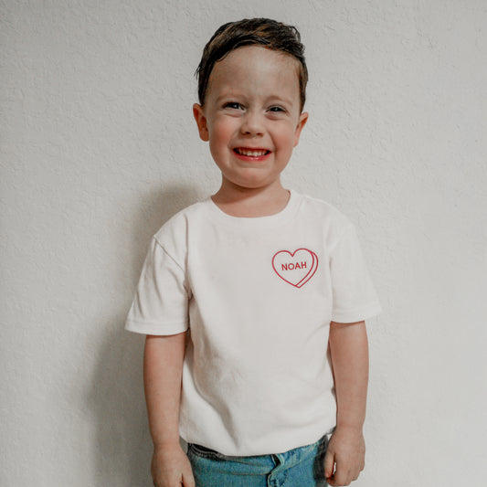 Personalized Candy Heart Tees & Baby Outfits
