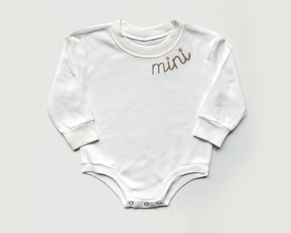 mama mini chain stitch bubble romper mommy and me matching sweatshirt set