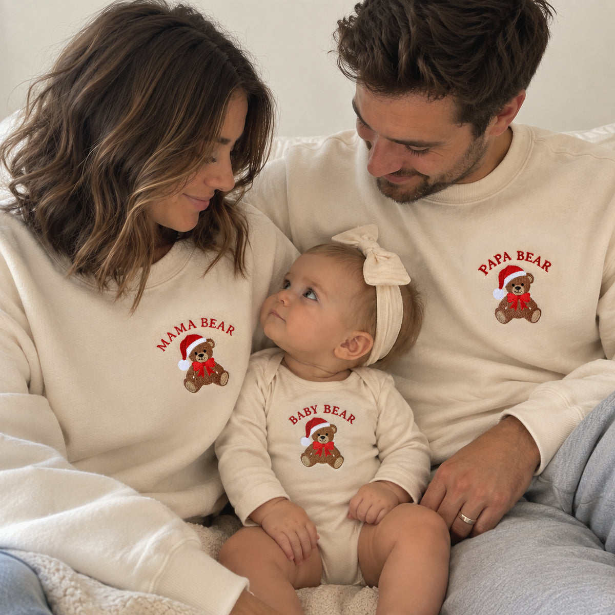 Papa Bear & Baby Bear Christmas Matching Set | Embroidered Daddy & Me Christmas Sweatshirts