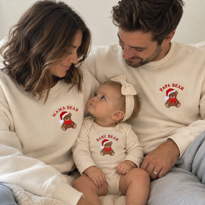 Papa Bear & Baby Bear Christmas Matching Set | Embroidered Daddy & Me Christmas Sweatshirts