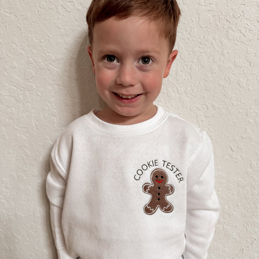 Gingerbread Cookie Embroidered Matching Neutral Holiday Sweatshirts
