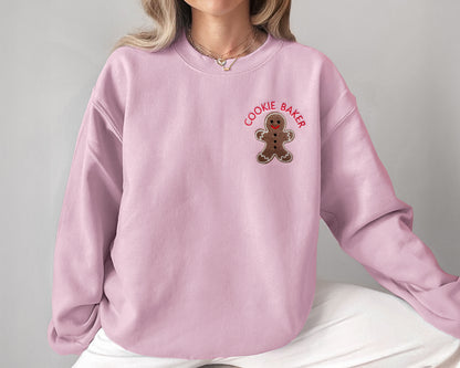 Gingerbread Cookie Embroidered Matching Neutral Holiday Sweatshirts