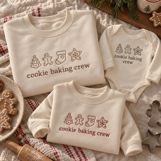 Cookie Baking Crew Matching Christmas Sweatshirts & Baby Outfits