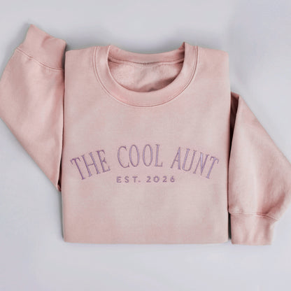the cool aunt pregnancy reveal sweatshirt for aunts custom personalized embroidered sweatshirt auntie crewneck