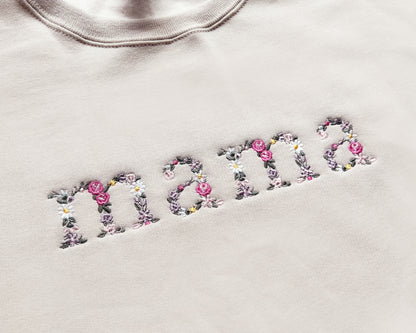 floral flower mama mini mommy and me baby matching neutral cream white baby girl gift newborn baby shower gift new mom birthday mothers day sweatshirts crewneck pullovers onesies bubble rompers