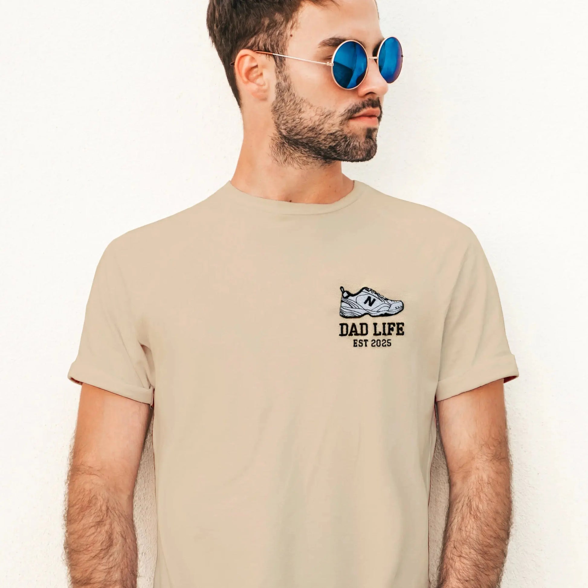 dad life t-shirt best father gift best daddy presents dad joke shirt in beige