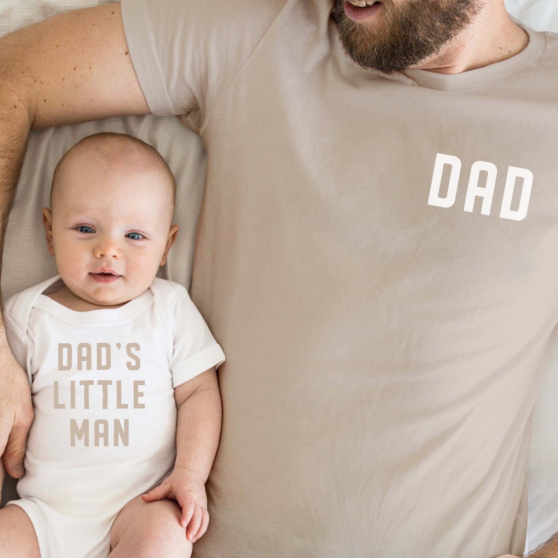 dad and dad's little man matching father son outfits, father son shirts, daddy and son matching
