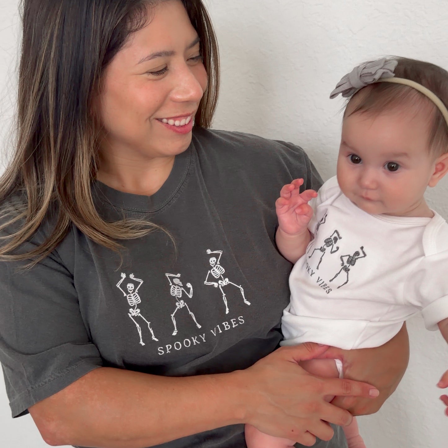 Embroidered Spooky Vibes Matching Mommy & Me Halloween Shirts