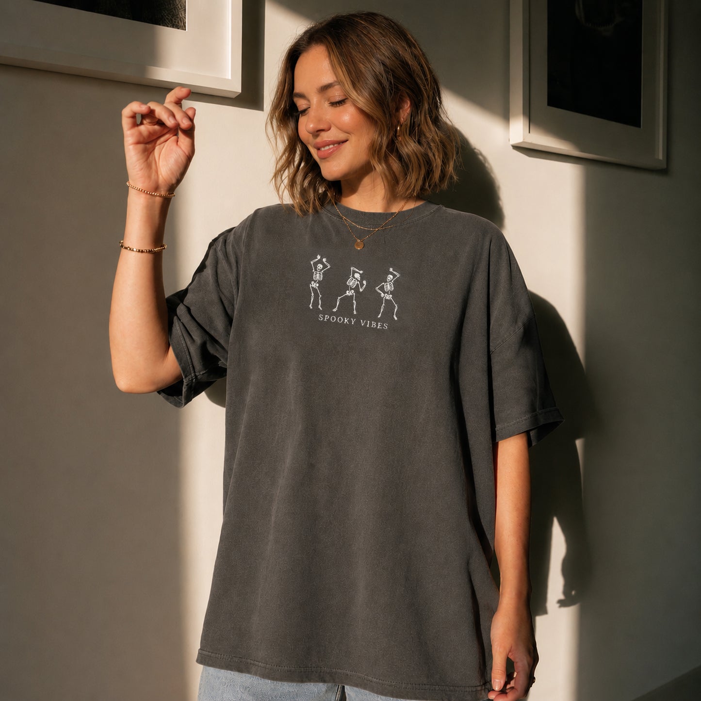 Embroidered Spooky Vibes Matching Mommy & Me Halloween Shirts