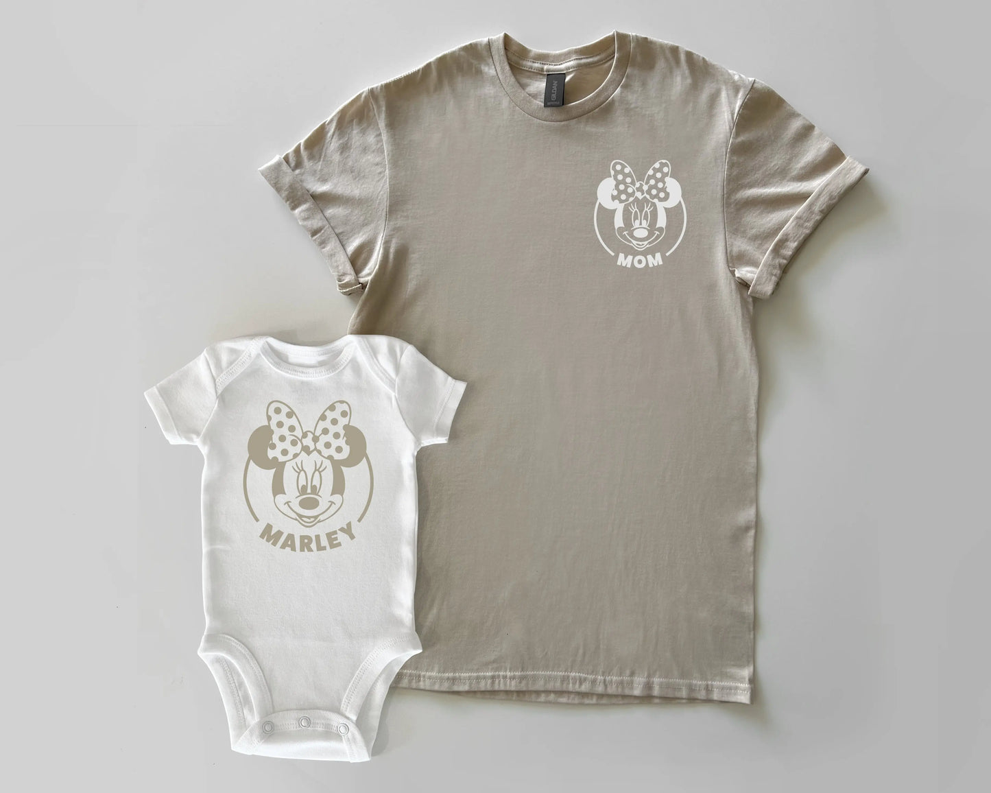 mickey minnie family matching disney world disneyland disney cruise shirts for family vacation neutral beige black white t-shirts