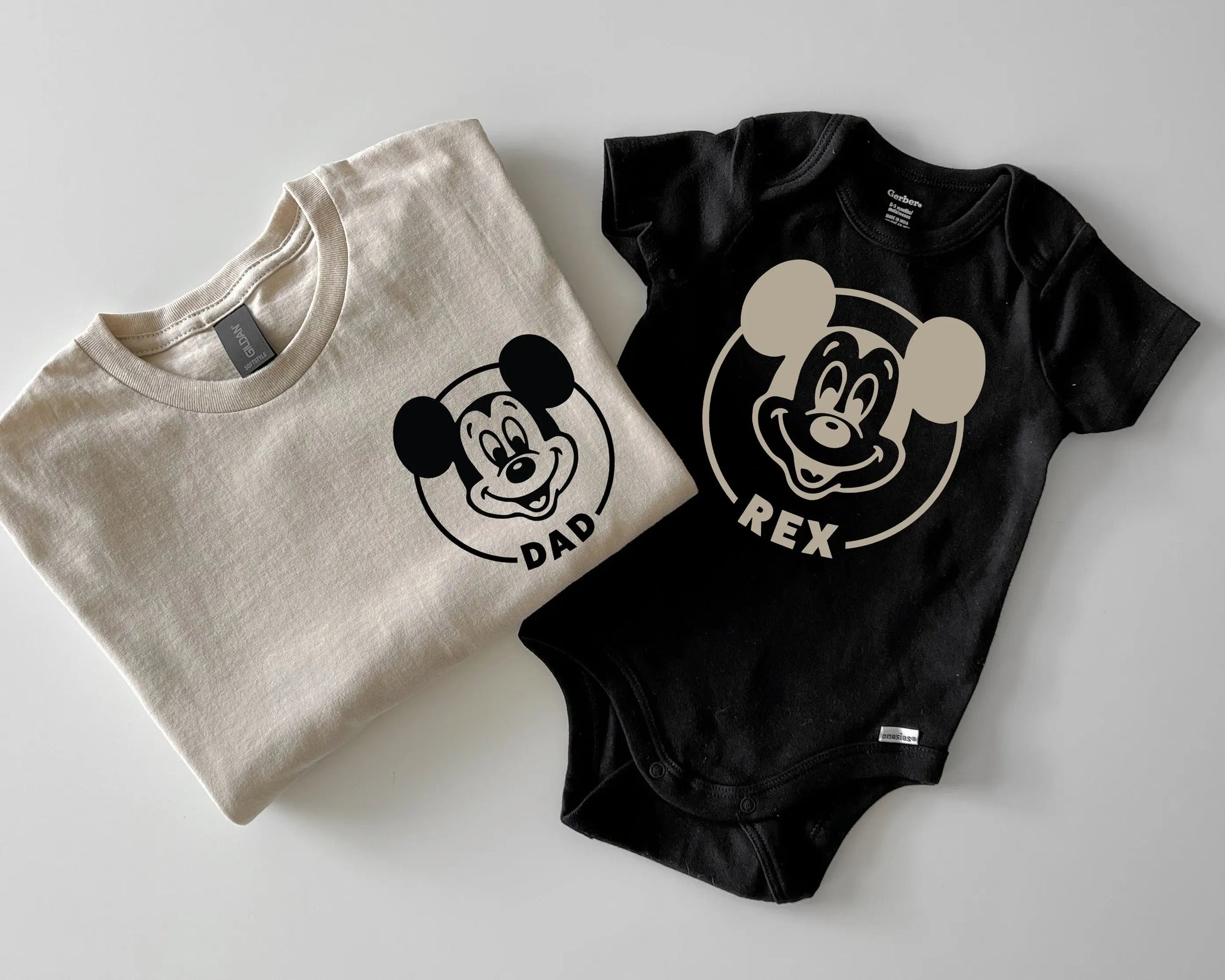 mickey minnie family matching disney world disneyland disney cruise shirts for family vacation neutral beige black white t-shirts