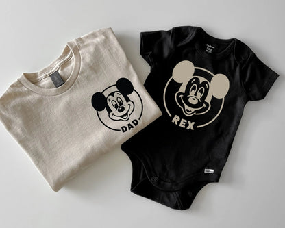 mickey minnie family matching disney world disneyland disney cruise shirts for family vacation neutral beige black white t-shirts