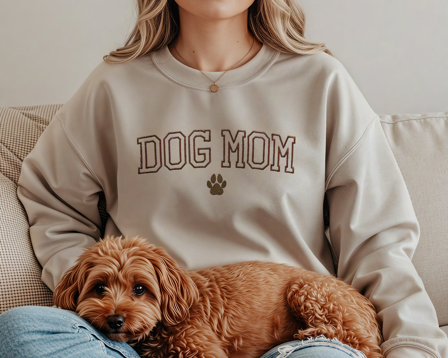 Custom Embroidered Dog Mom Sweatshirt – Personalized Pet Lover Gift