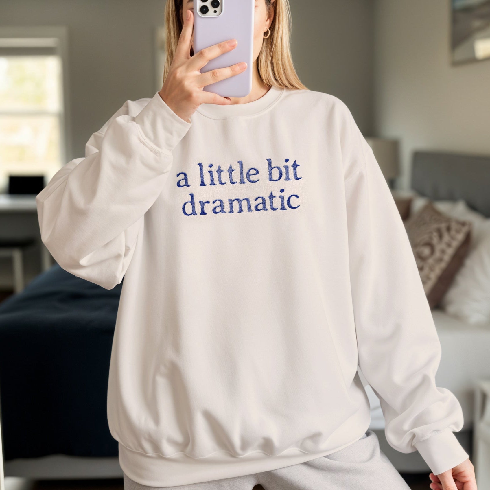 Embroidered "A Little Bit Dramatic" Mother Daughter Matching Outfits Mommy and Me Set Newborn Gift Funny Mom Shirt