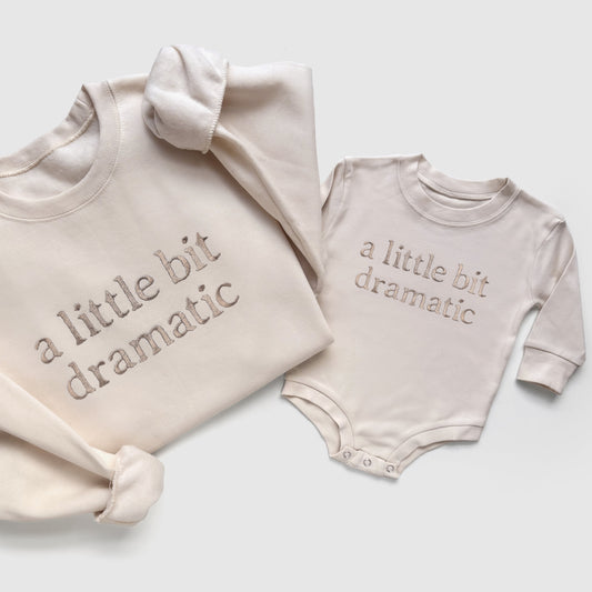 Embroidered "A Little Bit Dramatic" Mother Daughter Matching Outfits Mommy and Me Set Newborn Gift Funny Mom Shirt