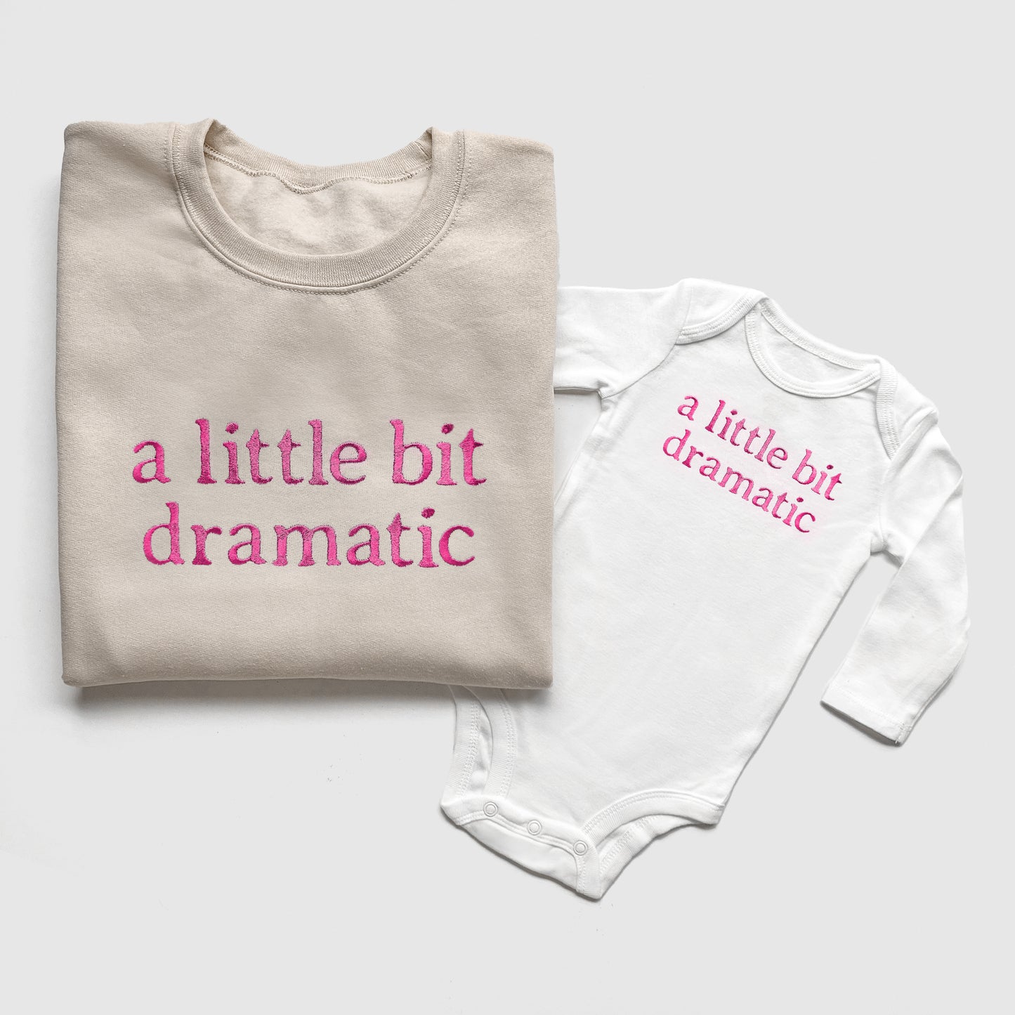 mommy and me sweatshirts, mommy and me outfits, newborn gift, a little bit dramatic, new baby gift, mother daughter matching outfits