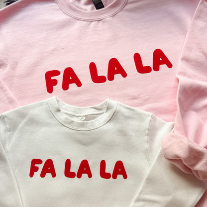 Fuzzy Velvet Fa La La Christmas Matching Sweatshirts & Baby Outfits