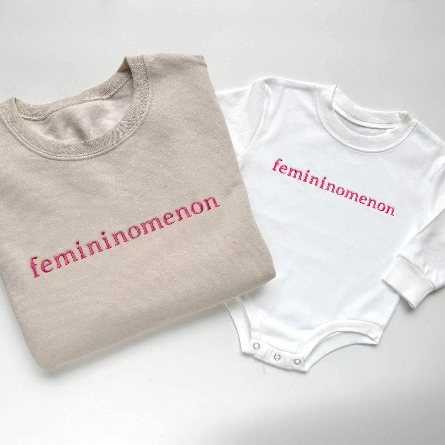 Embroidered "Femininomenon" Mother Daughter Matching Outfits