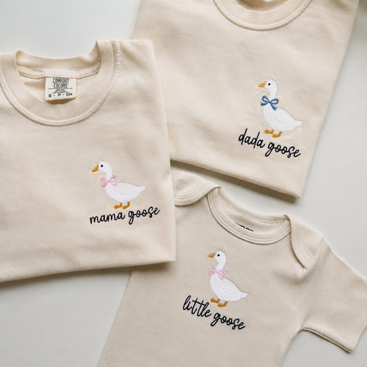 Goose Family Matching Embroidered Shirts Set