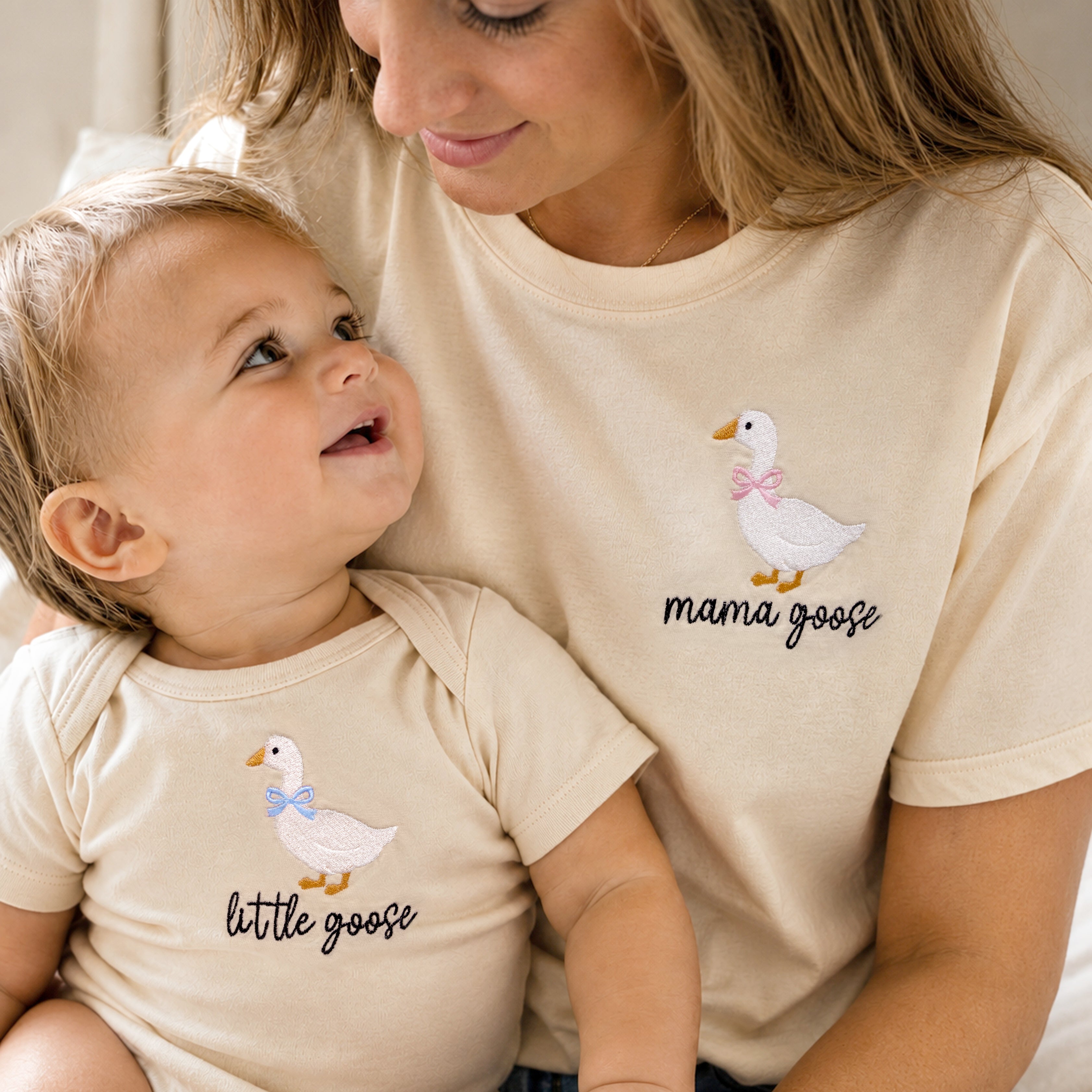 Mama Goose & Little Goose Matching Embroidered Shirts