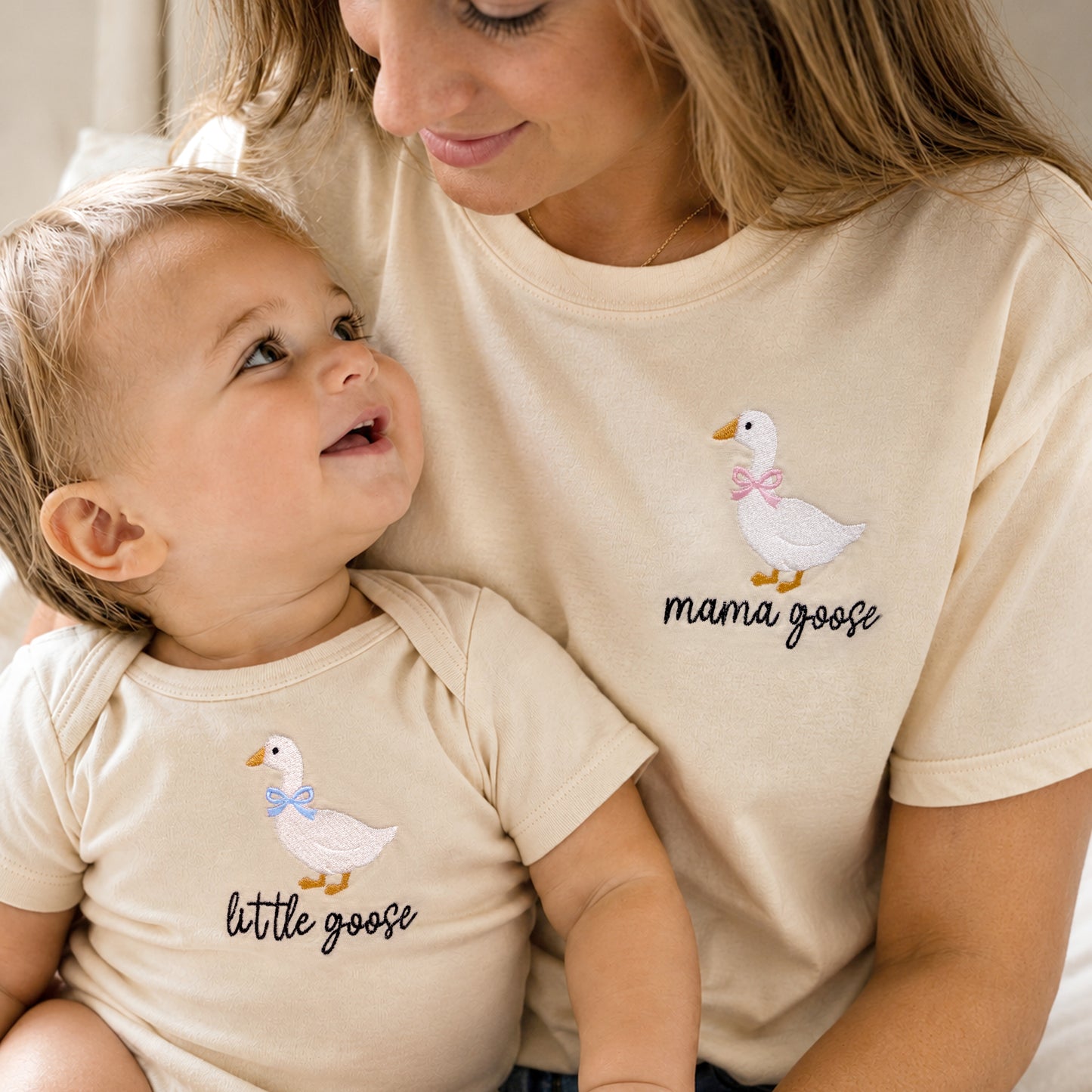 Goose Family Matching Embroidered Shirts Set