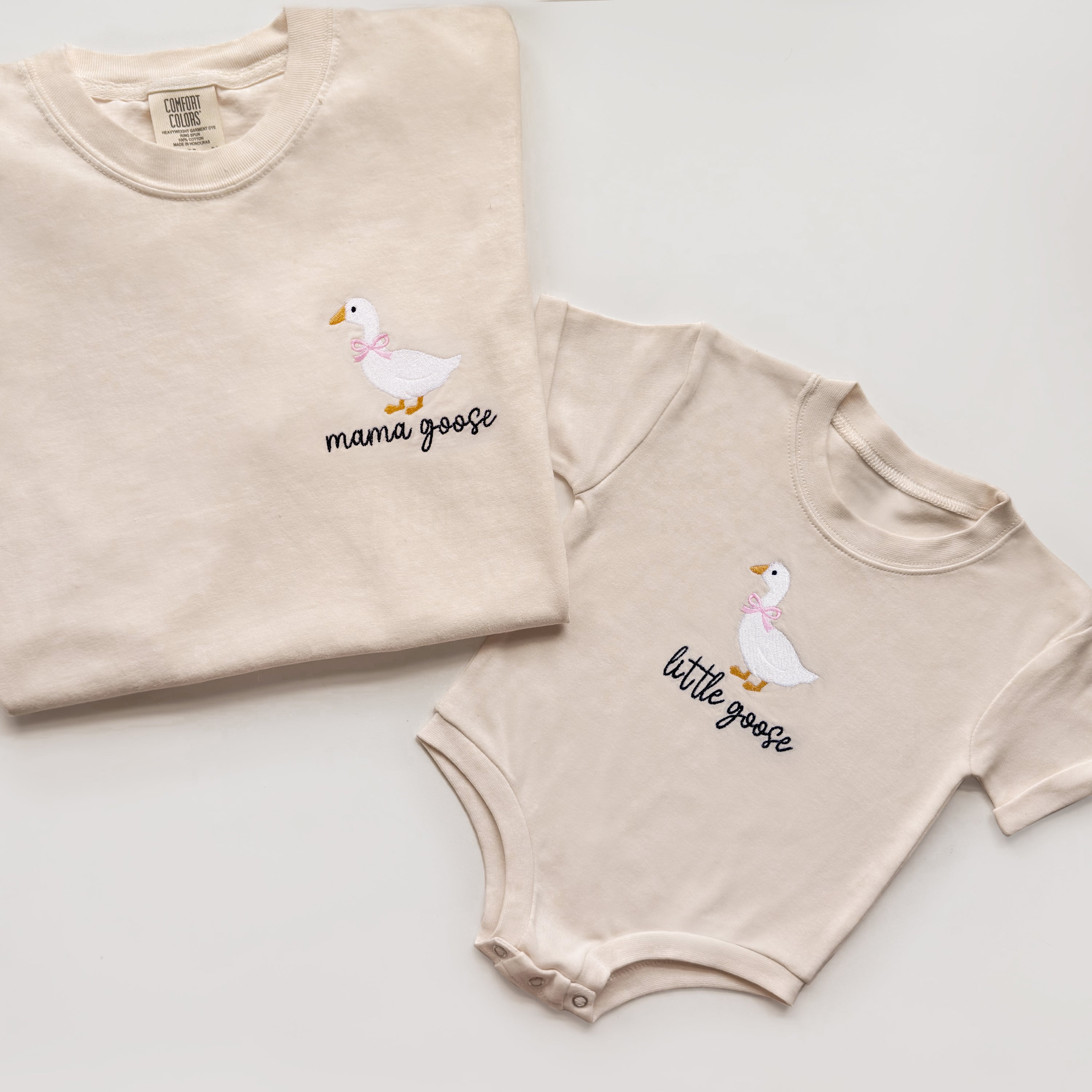 Mama Goose & Little Goose Matching Embroidered Shirts
