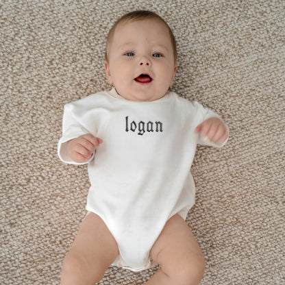 Personalized Kids Name Shirt with Gothic Embroidery