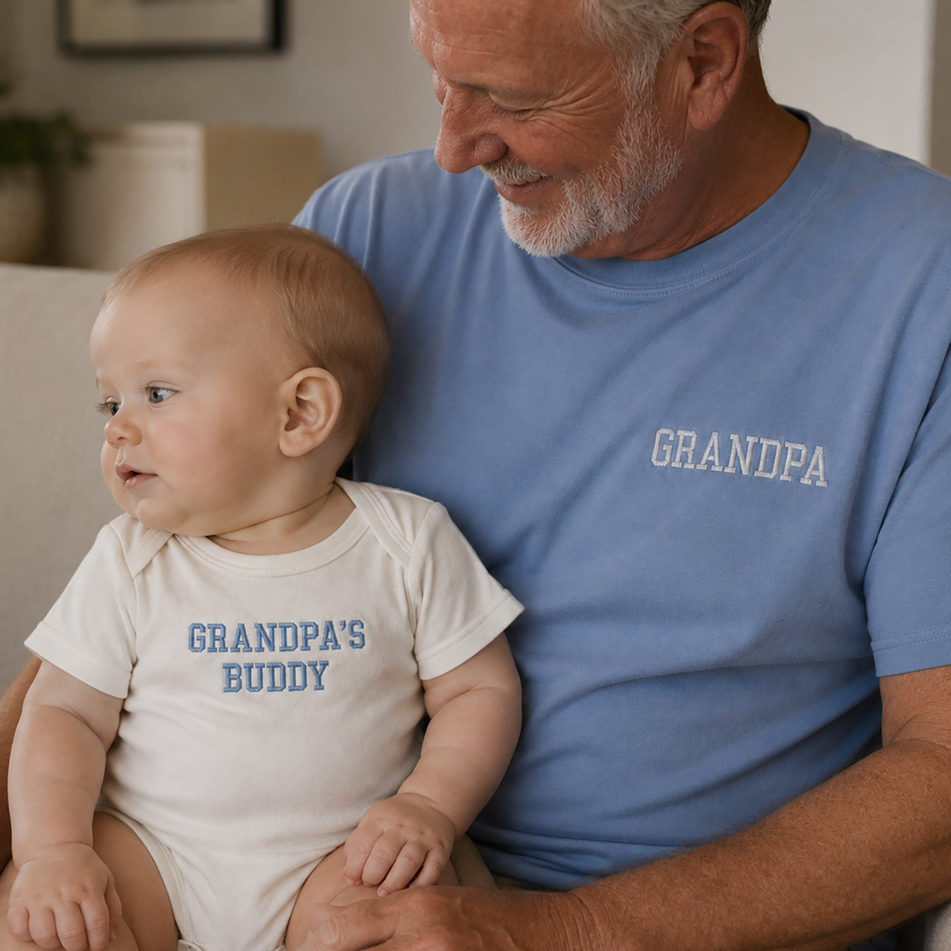 Personalized Grandpa & Buddy Matching Shirts | Embroidered Grandpa & Grandchild Set