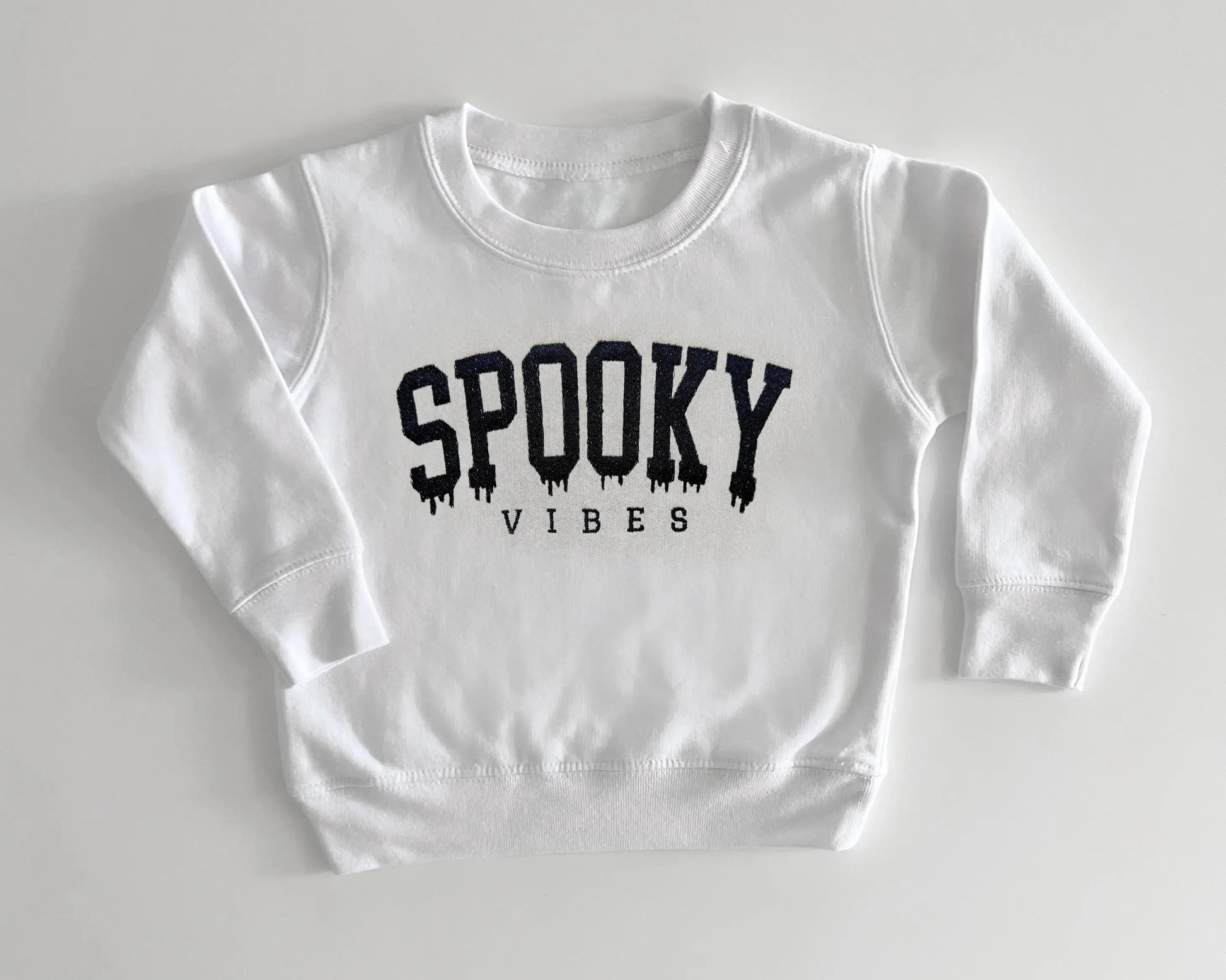 spooky vibes embroidered halloween sweatshirts for mom and baby in white