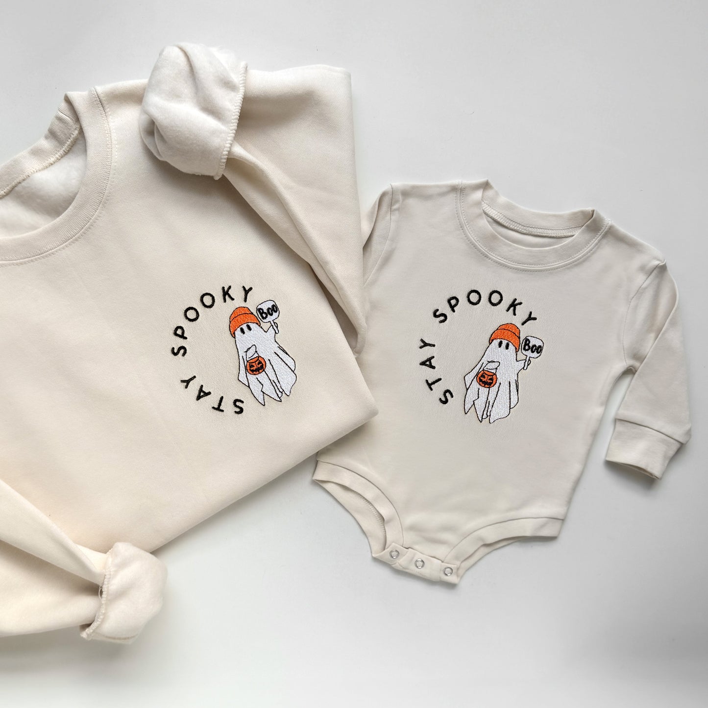 Stay Spooky Ghost Embroidered Matching Sweatshirts for Halloween