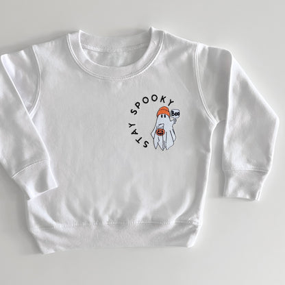 Stay Spooky Ghost Embroidered Matching Sweatshirts