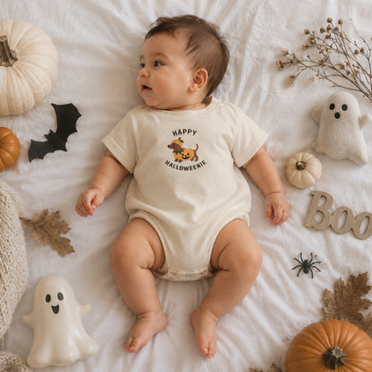 Embroidered Happy Halloweenie Pumpkin Dog Matching Family Shirts