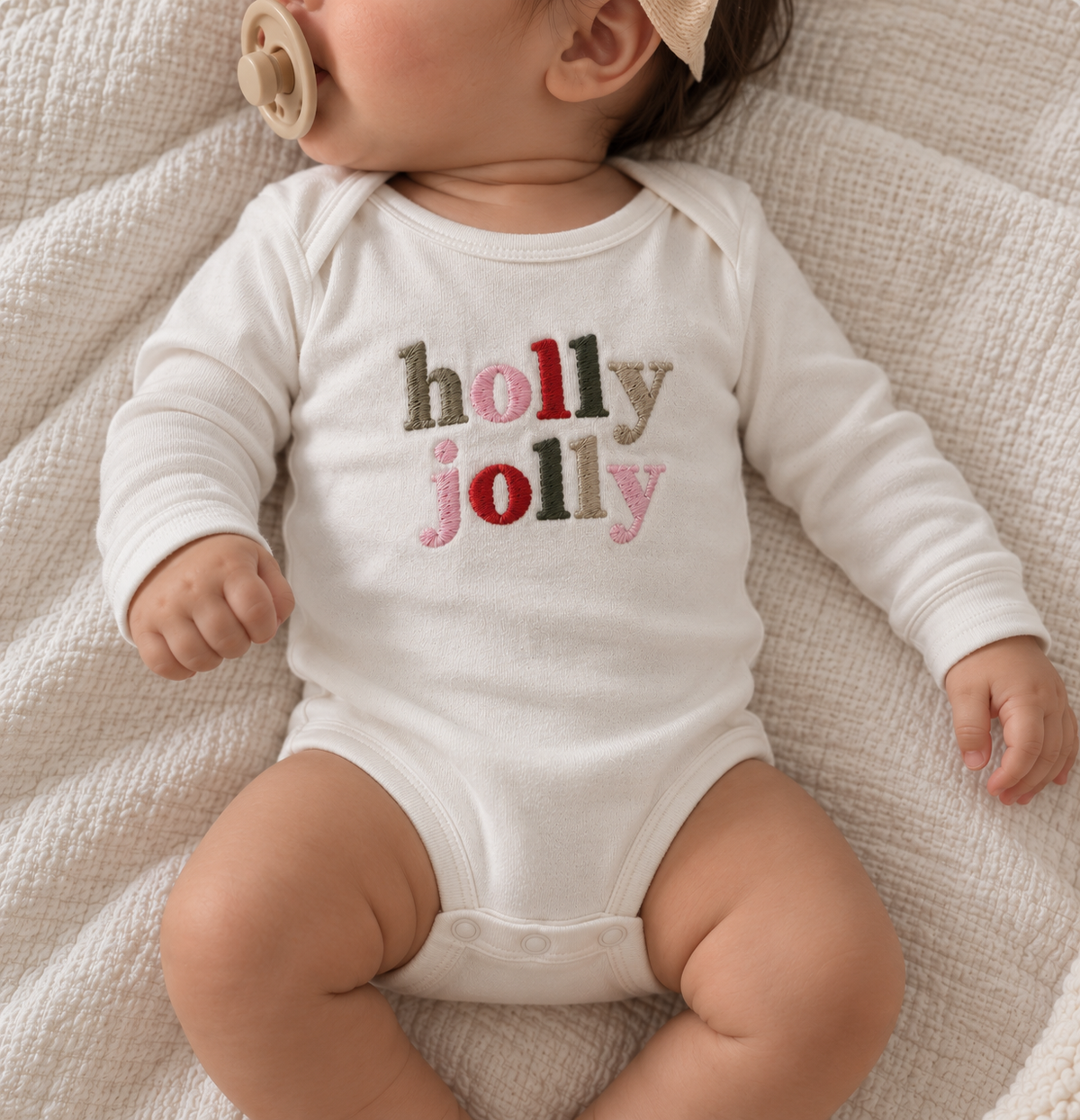 Holly Jolly Embroidered Christmas Matching Family Sweatshirts & Baby Outfits