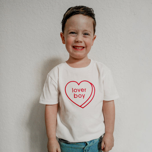 Lover Boy Valentine’s Day Shirt | Baby and Kids Candy Heart Tee