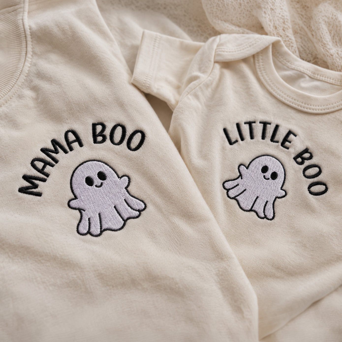 Mama Boo & Little Boo Embroidered Matching Halloween Shirts & Sweatshirts