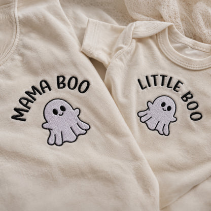 Mama Boo & Little Boo Embroidered Matching Halloween Shirts & Sweatshirts