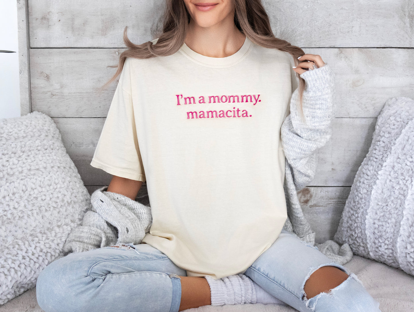 Embroidered Mamacita Shirt | Comfort Colors Oversized Mama T-Shirt