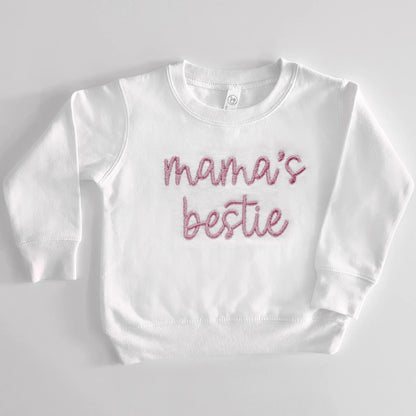 mother daughter matching sweatshirts mommy and me pink sweatshirts mama's bestie on toddler sweatshirt white