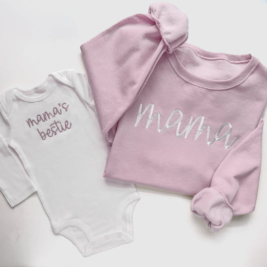 mama's bestie mommy and me matching sweatshirts, mother daughter matching outfits