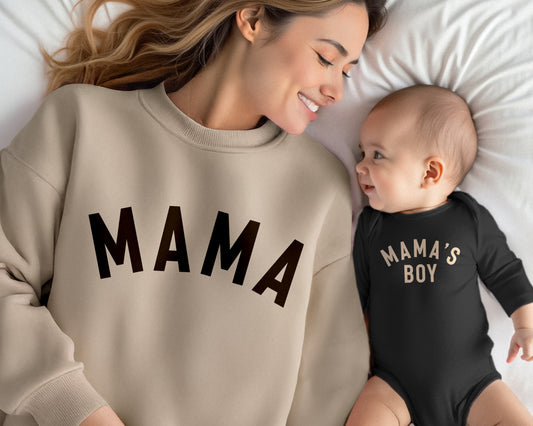 mama mama's boy mother son matching outfits, coming home from the hospital outfits, mommy and me christmas outfits, mommy newborn matching, new mom gift,  mother sweatshirt