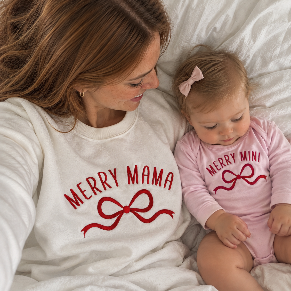 Merry Mama Merry Mini Matching Christmas Sweatshirts & Baby Outfits