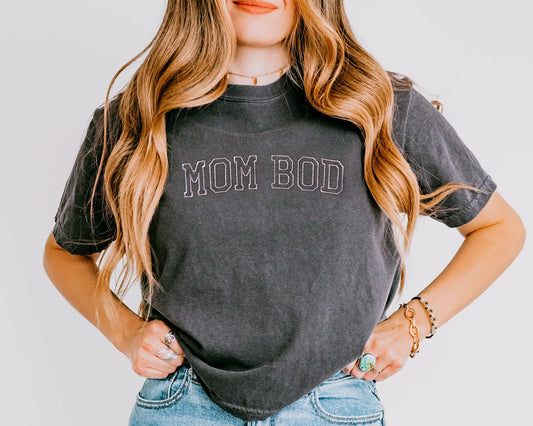 mom bod shirt funny embroidered t-shirt cropped comfort colors cotton maternity pregnancy oversized 