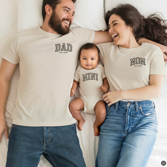 Mom, Dad and Mini Embroidered Family Shirts