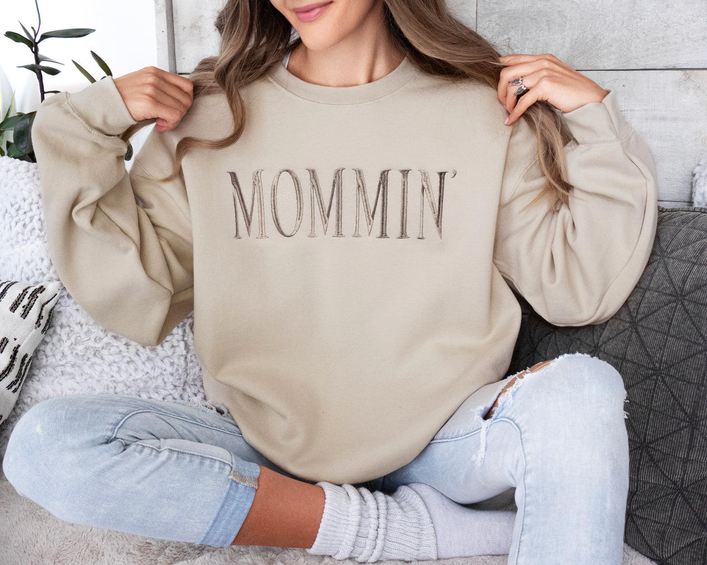 Mommin' Custom Embroidered Mom Sweatshirt