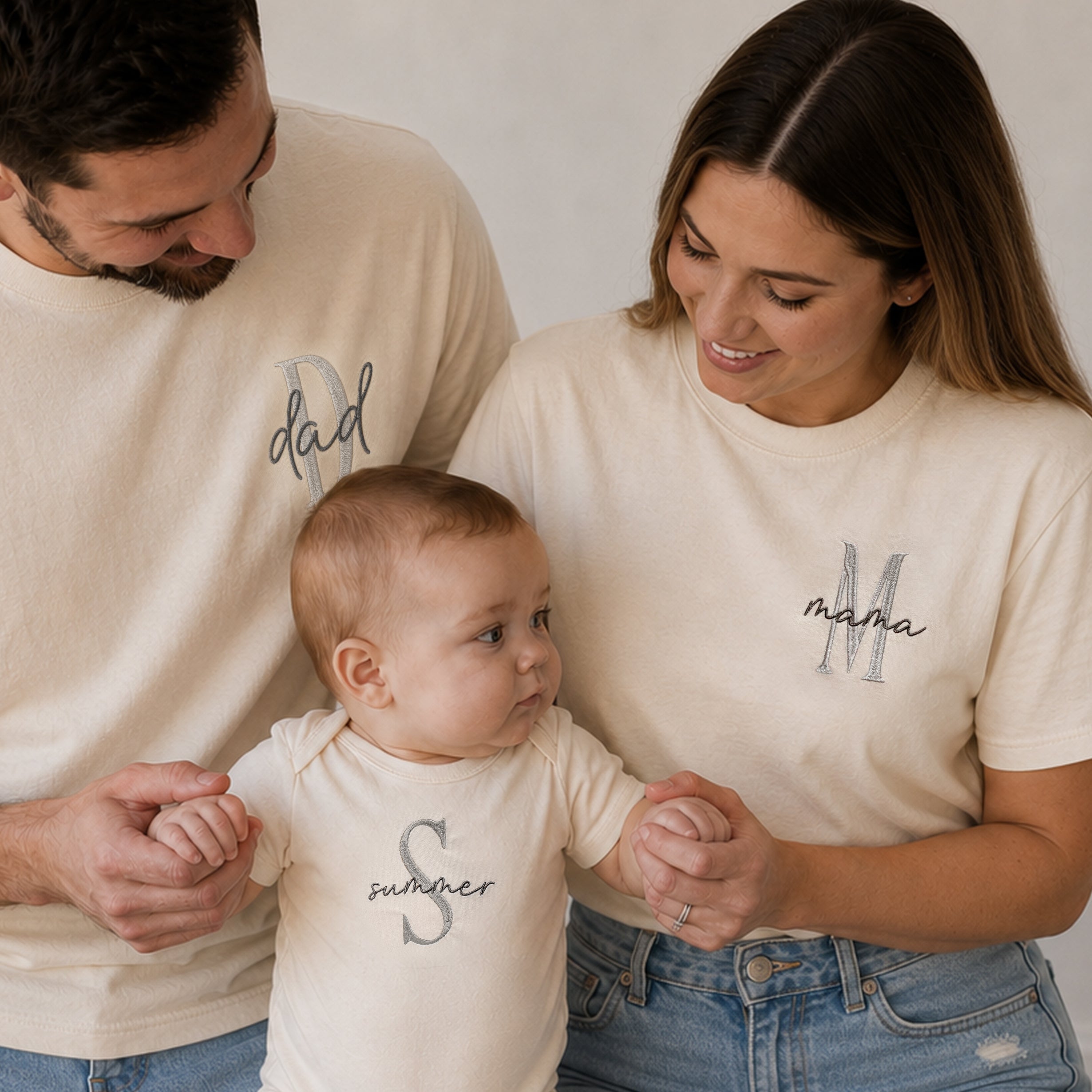 Personalized Embroidered Monogram Family Matching Shirts | Custom Initial Shirts