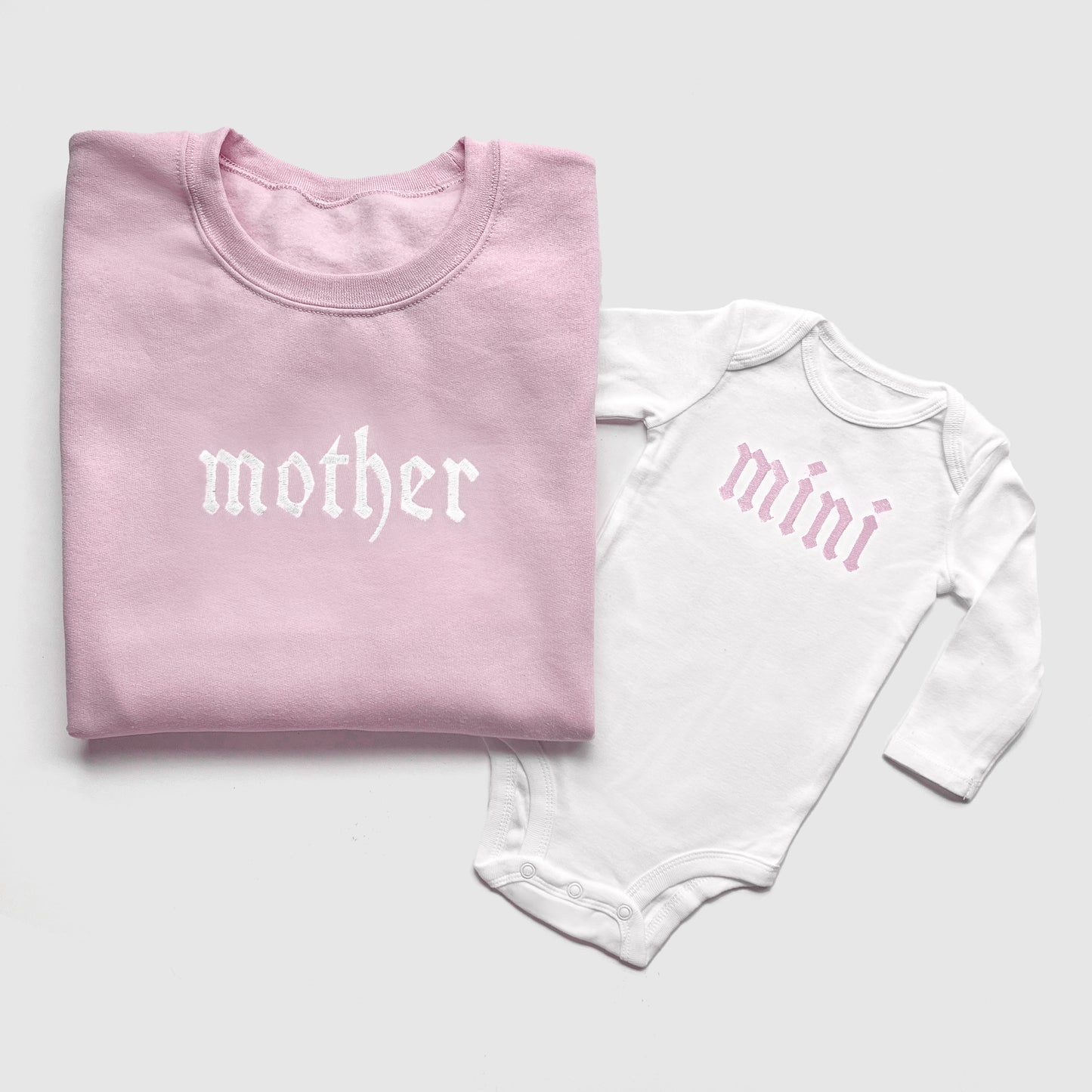 Mother and Mini Matching Sweatshirts and Baby Outfits