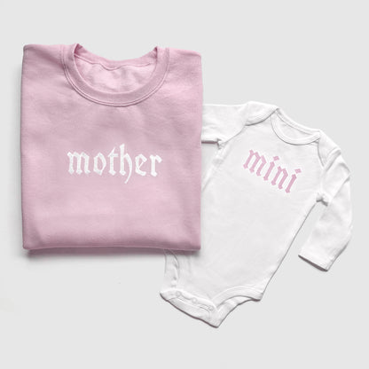 Mother and Mini Matching Sweatshirts and Baby Outfits